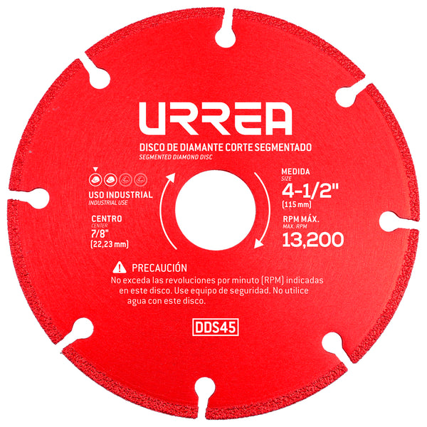 Disco de diamante segmentado, 4-1/2" Urrea