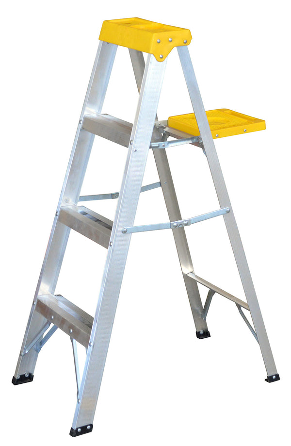 Escalera de tijera de aluminio y plástica con 3 peldaños