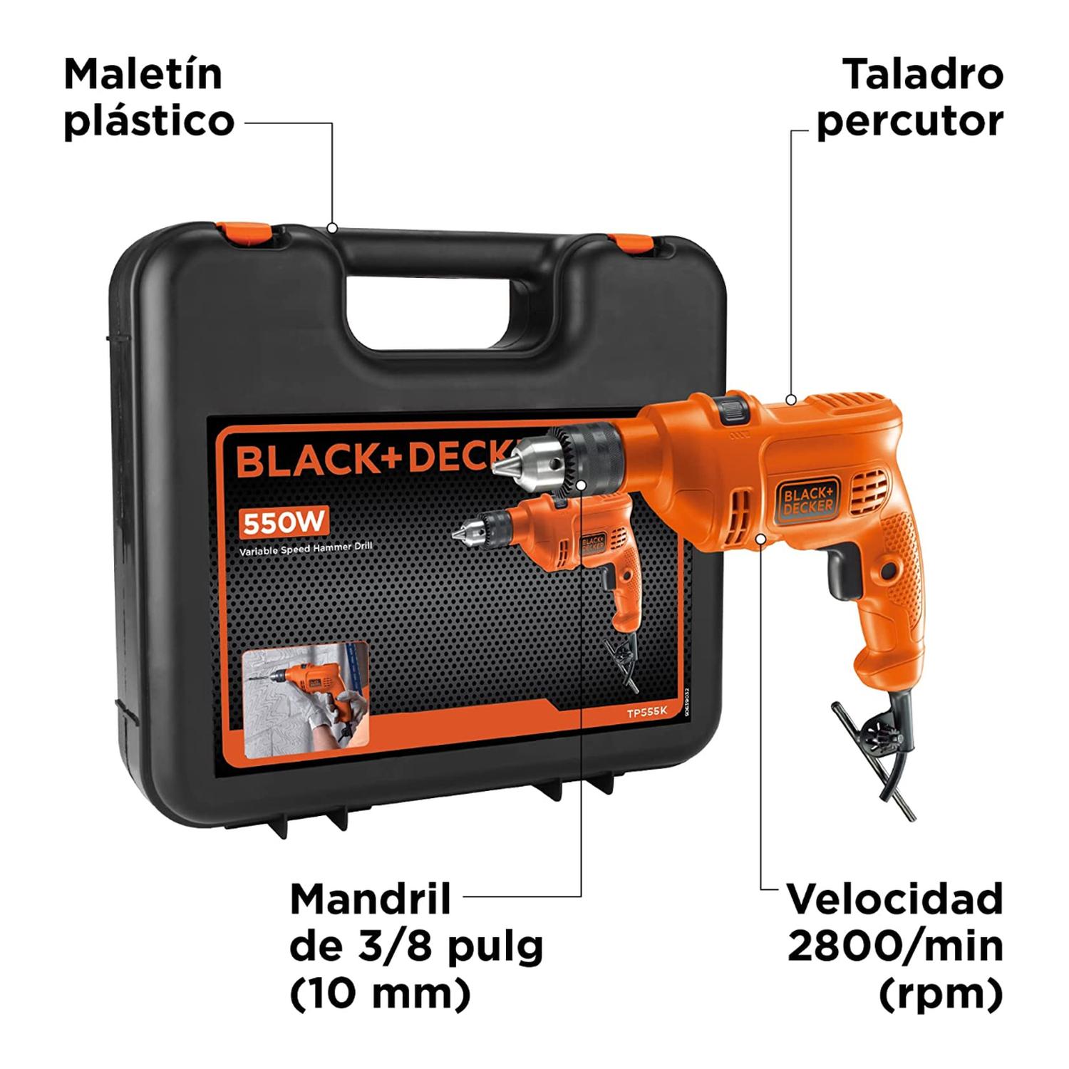 Taladro Percutor Black+Decker TP550K-B33 550 W Black+Decker en Pachuca